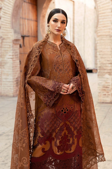 3 Piece Unstitched Embroidered Paper Cotton Suit - D-2501-B